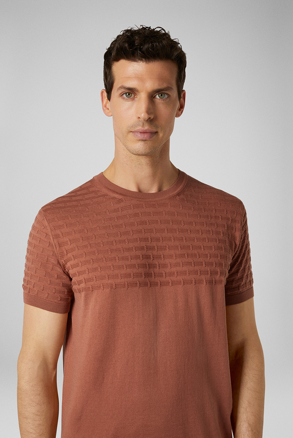 T-shirt in maglia di puro cotone con lavorazione 3D - Pal Zileri shop online