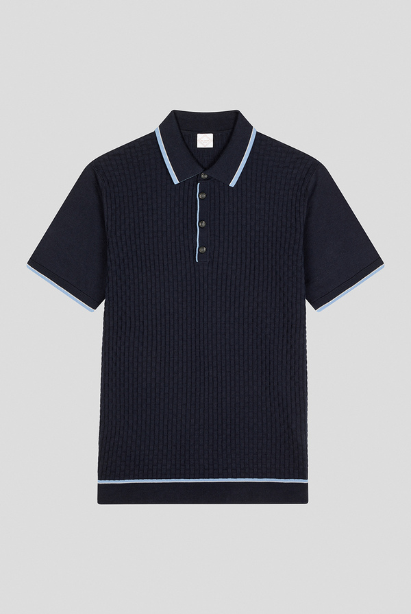 Polo shirt in pure cotton knit with all-over stitch - Pal Zileri shop online
