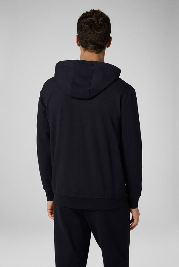 Sweatshirt in stretch cotton with zip closure and adjustable hood - Pal Zileri shop online