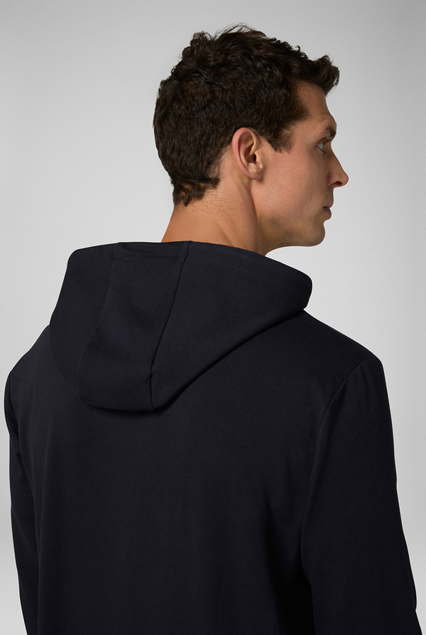 Sweatshirt in stretch cotton with zip closure and adjustable hood - Pal Zileri shop online