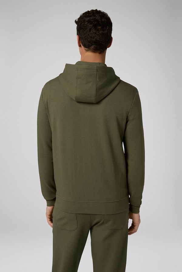 Sweatshirt in stretch cotton with zip closure, adjustable hood with drawstring - Pal Zileri shop online