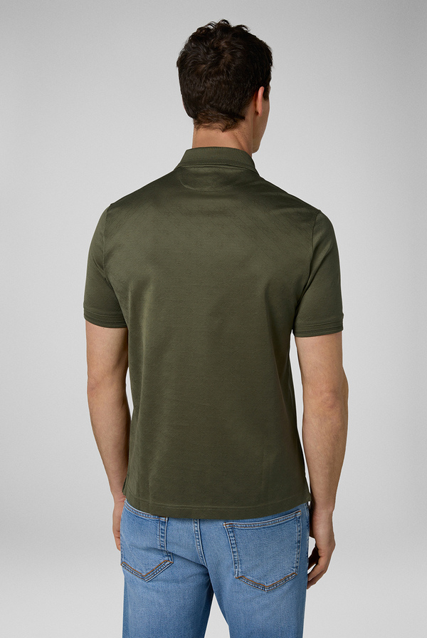 Short-sleeved polo shirt in pure cotton with ton-sur-ton jacquard work of the PZ monogram - Pal Zileri shop online