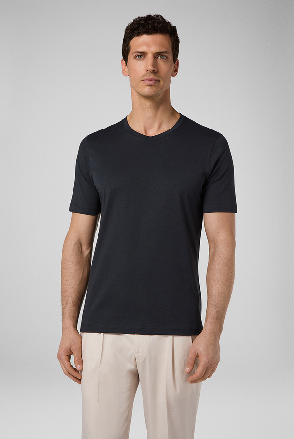 Pure cotton t-shirt embellished with the small PZ monogram embroidered - Pal Zileri shop online