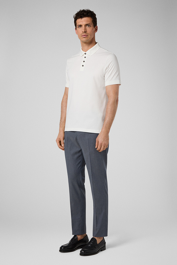 Short-sleeved polo shirt in stretch cotton piqué - Pal Zileri shop online