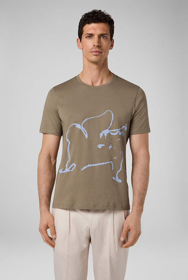 Pure cotton t-shirt with winged lion print on the front - Pal Zileri shop online