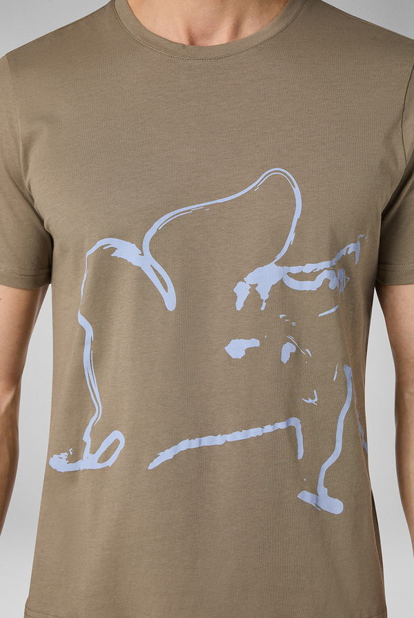 Pure cotton t-shirt with winged lion print on the front - Pal Zileri shop online