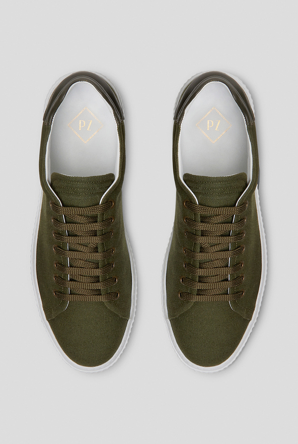 Canvas sneakers with ton-sur-tone leather details and rubber sole - Pal Zileri shop online