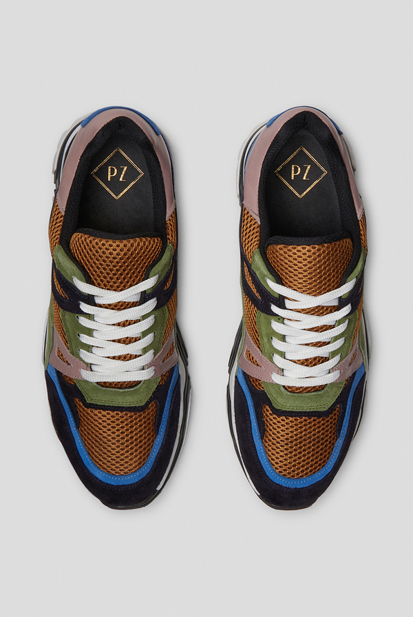 Multicolor leither and suede trainers with thick rubber sole - Pal Zileri shop online