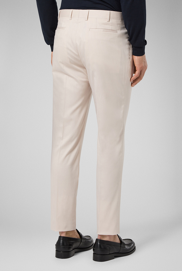 Slim-fit trousers with double front pleats in soft lyocell and stretch cotton - Pal Zileri shop online