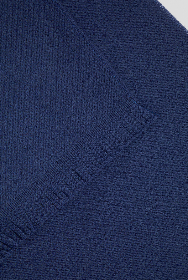 Wool scarf in blue with small fringes - Pal Zileri shop online