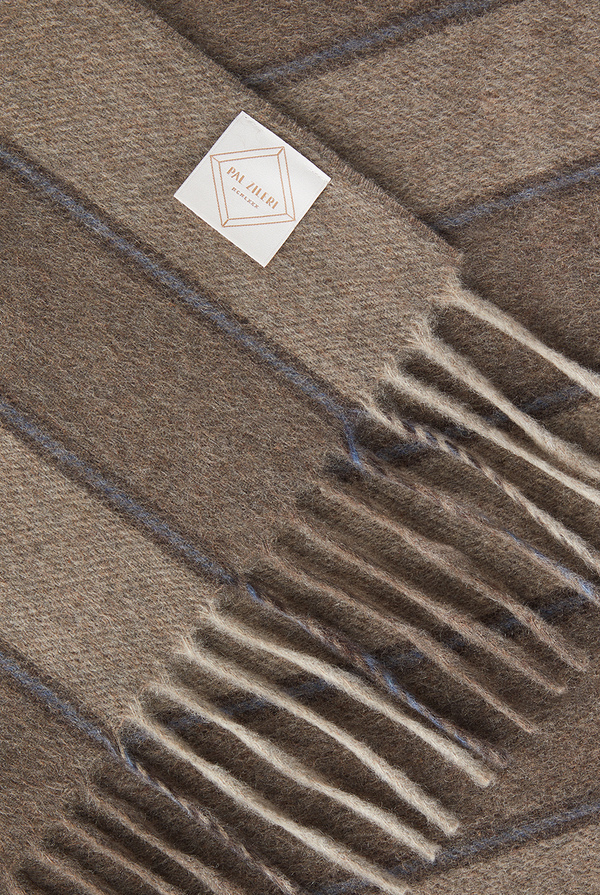 Pinstripe beige  scarf in cashmere with fringes - Pal Zileri shop online