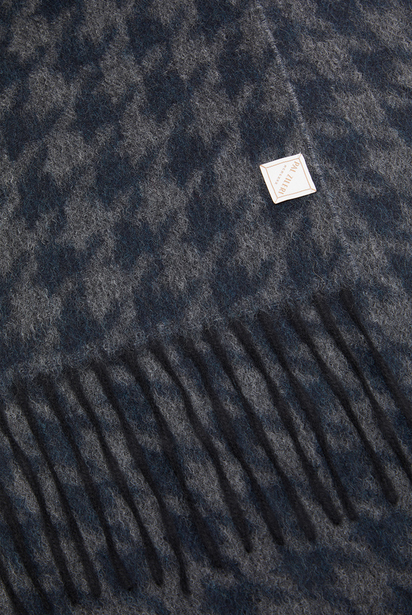 Sciarpa blu e grigia  in cashmere con motivo macro pied-de-poule - Pal Zileri shop online