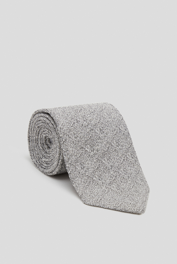 Jacquard light grey  tie in wool and silk - Pal Zileri shop online