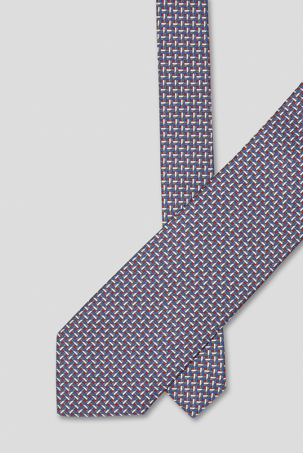 Printed silk tie in grey with geometric pattern - Pal Zileri shop online