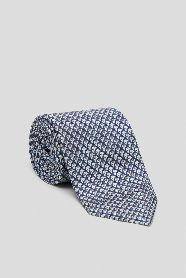 Silk tie in light blue  with geometric pattern - Pal Zileri shop online