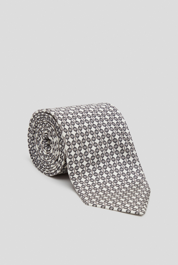 Silk tie in light grey with braided motif - Pal Zileri shop online