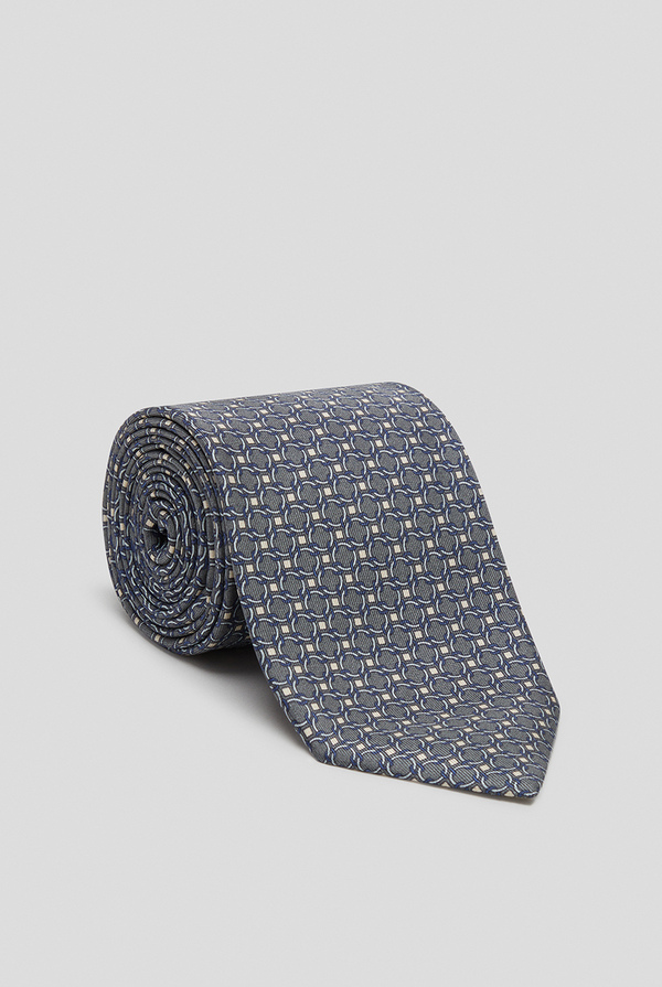 Silk tie in grey with geometric circles motif - Pal Zileri shop online