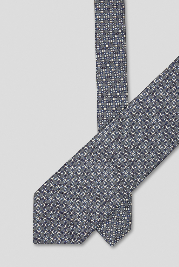 Silk tie in grey with geometric circles motif - Pal Zileri shop online
