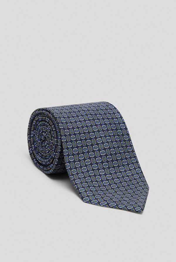 Cravatta blu navy in seta con motivi geometrici - Pal Zileri shop online