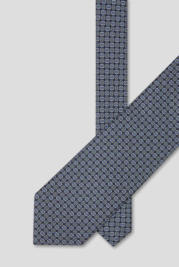 Silk tie in blue navy with geometric pattern - Pal Zileri shop online