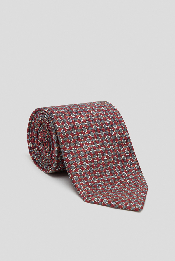 Silk tie in bordeaux with geometric pattern - Pal Zileri shop online