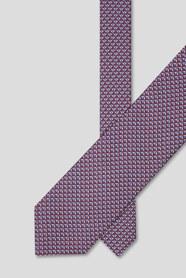 Silk tie in borderaux with small geometric pattern - Pal Zileri shop online