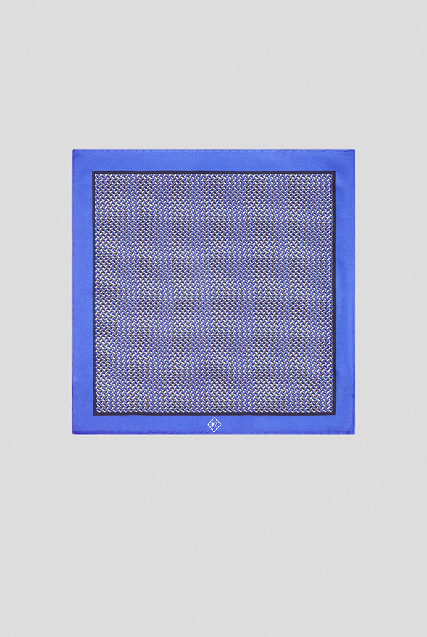 Pochette  da taschino blu in seta stampata con motivi geometrici - Pal Zileri shop online