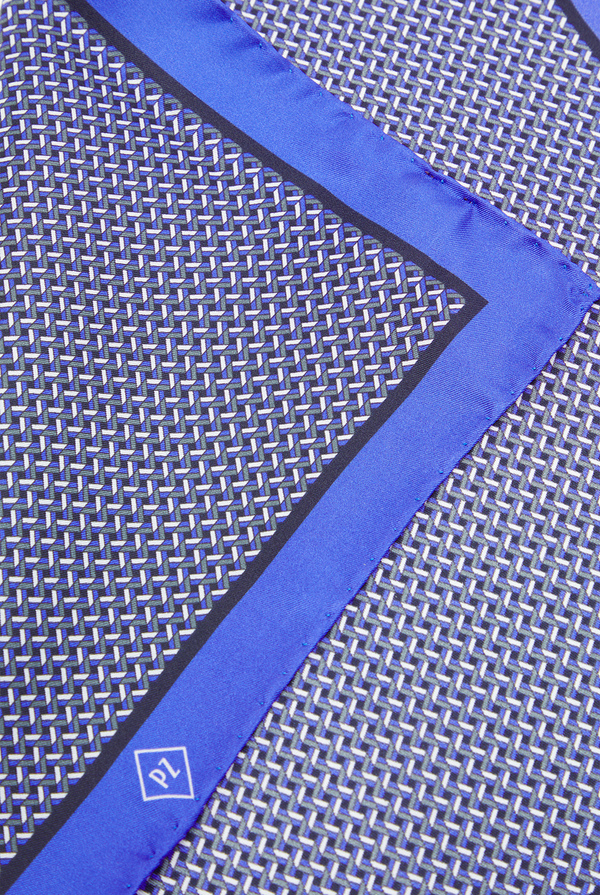 Pochette  da taschino blu in seta stampata con motivi geometrici - Pal Zileri shop online