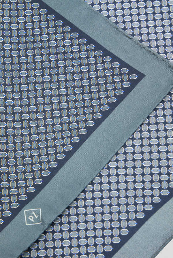 Printed blue and light blue  pocketsquare in silk - Pal Zileri shop online