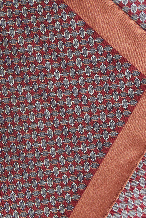 Printed bordeaux and apricot pocketsquare in silk - Pal Zileri shop online