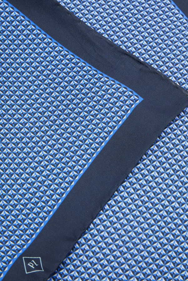 Pochette da taschino azzurra e blu navy in seta stampata - Pal Zileri shop online