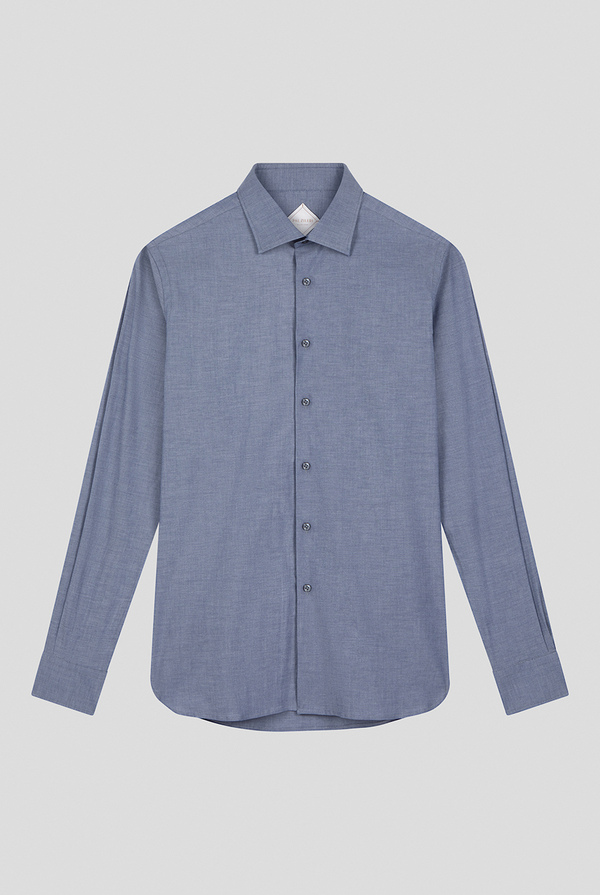 Camicia wrinkle free in blu denim con collo standard - Pal Zileri shop online
