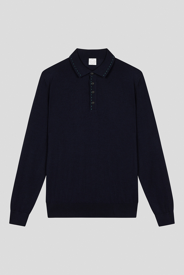 Wool and silk polo shirt with contrast stitching - Pal Zileri shop online