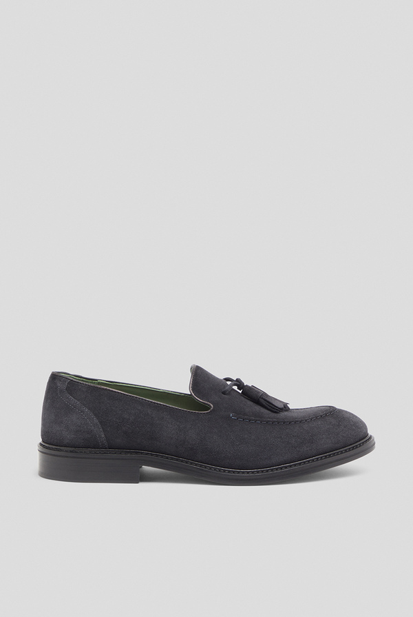 Suede  loafers in navy blue with tassels - Pal Zileri shop online