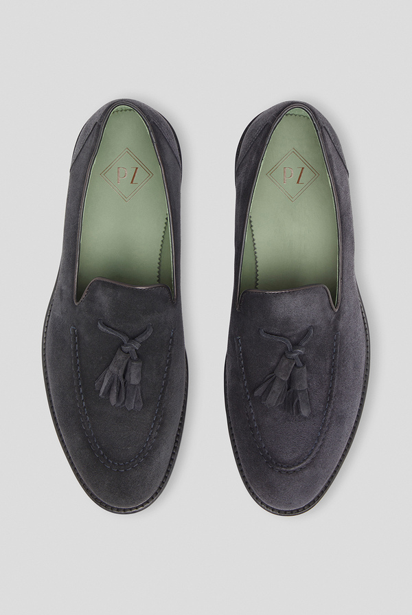 Suede  loafers in navy blue with tassels - Pal Zileri shop online