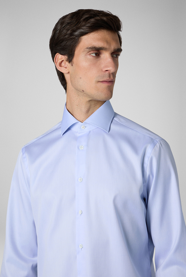 Shirt in cotton with anti-crease treatment in light blue - Pal Zileri shop online