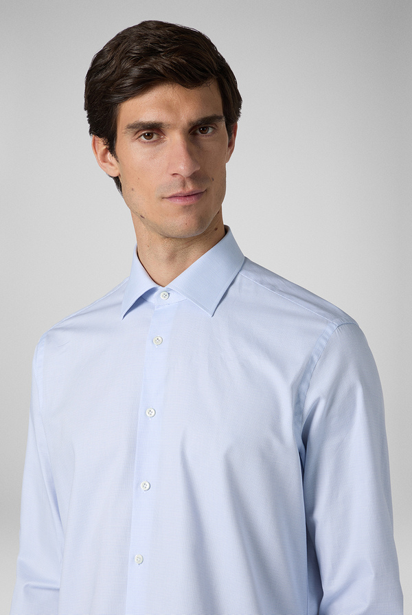 Shirt with micro structure in light blue - Pal Zileri shop online