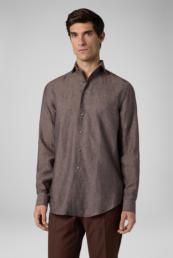 Linen shirt in brown - Pal Zileri shop online
