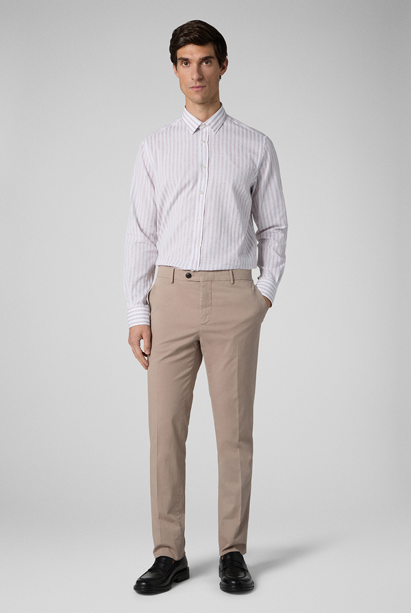 White and lightblue pinstripe shirt LIGHT BROWN Pal Zileri | Shop Online