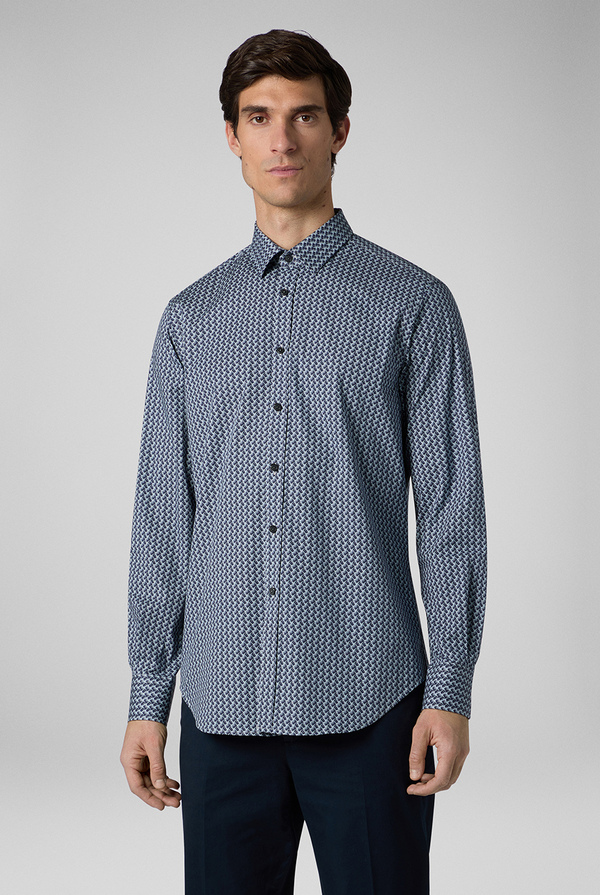 Camicia in cotone stampato nei toni del blu - Pal Zileri shop online