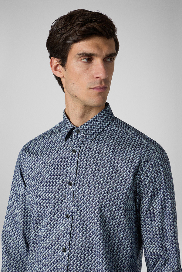 Camicia in cotone stampato nei toni del blu - Pal Zileri shop online