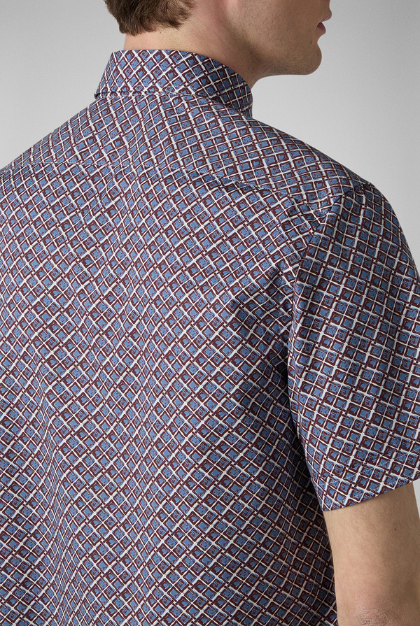 Camicia bowling stampata nei toni dell'azzurro, bianco e bordeaux - Pal Zileri shop online