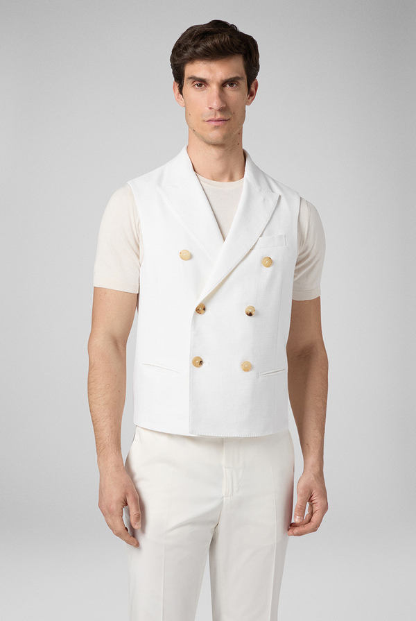 Double breasted white vest with macro buttons - Pal Zileri shop online