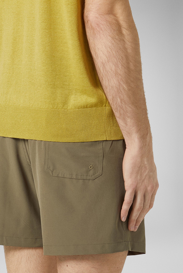 Mustard colored knitted polo in linen and silk - Pal Zileri shop online