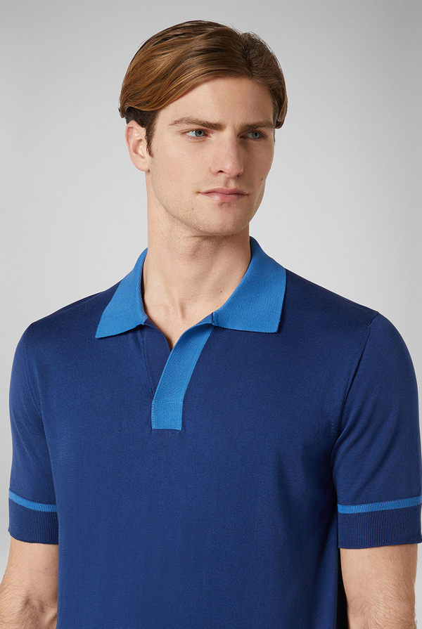 Knitted polo with details in contrast BLUE Pal Zileri | Shop Online
