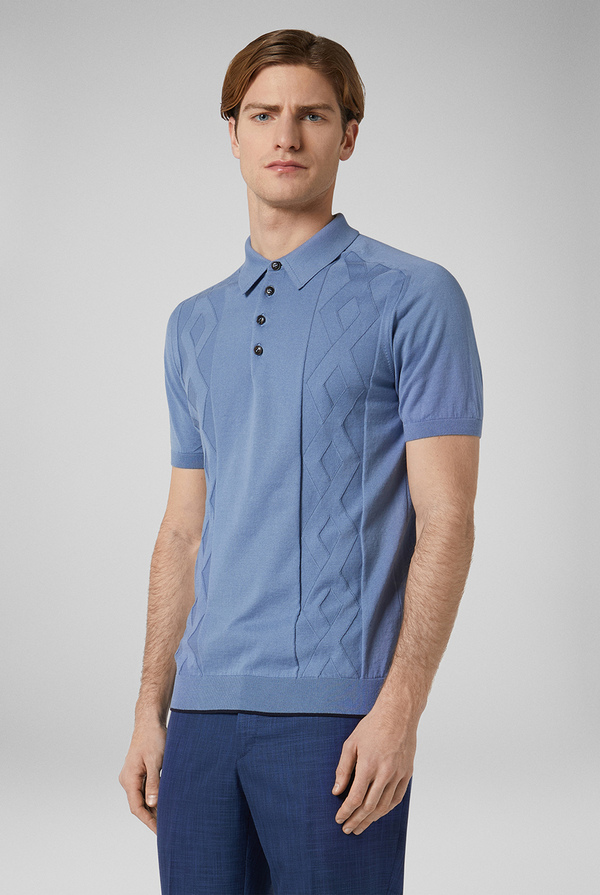Knitted polo with placed stitches - Pal Zileri shop online