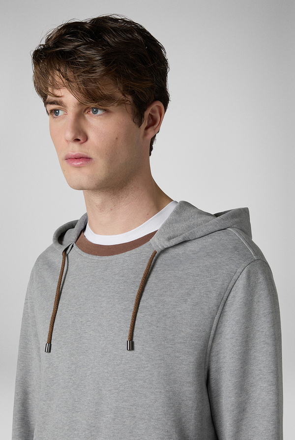 Hooded grey sweatshirt with brown finishes - Pal Zileri shop online