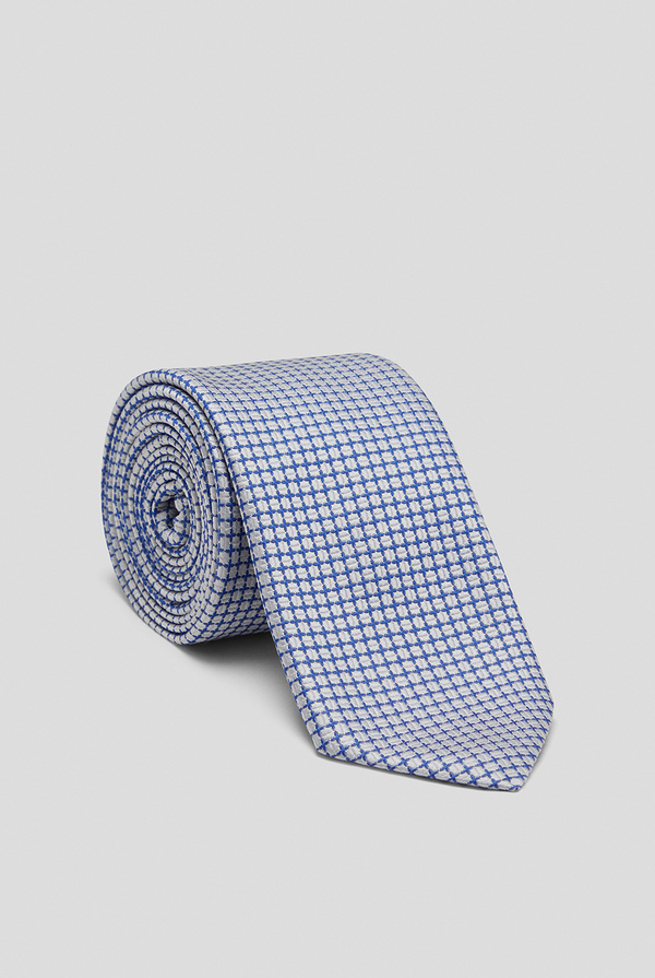 Tie with light blue micro jacquard workmanship - Pal Zileri shop online