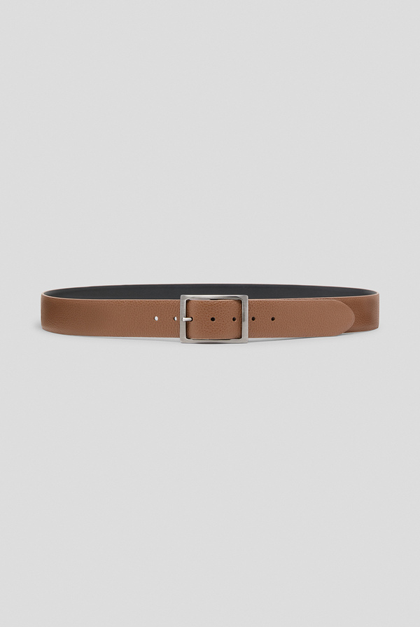 Leather belt with gunmetal buckle - Pal Zileri shop online