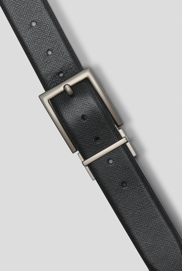 Reversible leather belt with gunmetal buckle - Pal Zileri shop online